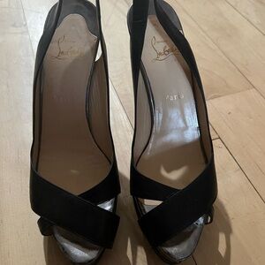 Christian Louboutin Black Peep-Toe Heels